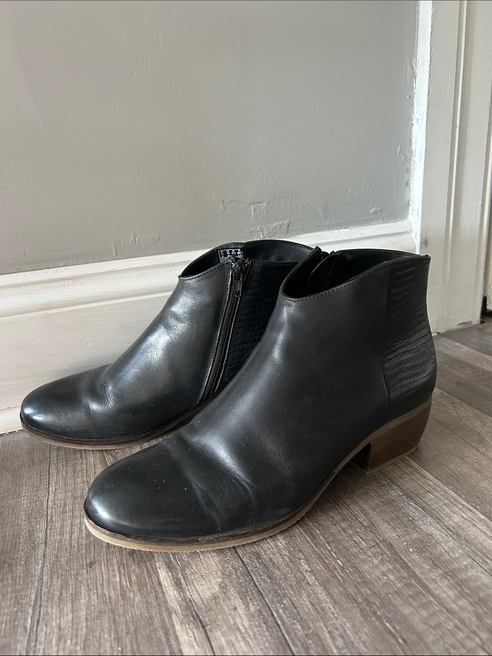 Clarks Black Leather Ankle Booties